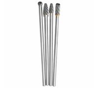 Lot de 4 fraises rotatives en carbure de tungstène - Longue portée - Double coupe - 6 mm - Pour gravure, perçage et travail du métal