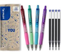 Lot De 4 G2 Bubble + 4 Recharges-Stylos Roller Encre Gel Rétractables Et Rechargeables-Excellent Confort D'écriture-Corps Violet,Vert,Turqoise,Bordeaux-Encre Bleue-Pointe Moyenne
