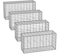 Lot de 4 gabions -100 x 50 x 30 cm - métallique - Déco Jardin - Clôture décorative - SONGMICS