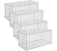 Lot de 4 Gabions 100 x 50 x 50 cm métalliques Déco jardin Clôture Décorative Jardinière Parterre SONGMICS