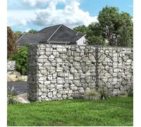 Gabion Pour Pierre, Cage En Métal, Panier À Pierre, Maille 5 X 10 Cm, Galvanisé, Mur, Paterre, Décoration De Jardin, 100 X 80 X 30 Cm, Lot De 4, Argent