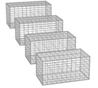 Lot de 4 gabions pour pierre cage en métal panier à pierre maille 5 x 10 cm galvanisé mur paterre décoration de jardin 100 x 50 x 30 cm gris 12_0005962