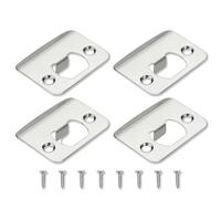 Lot de 4 gâches de porte, 6,3 x 4,5 cm - Plaque à lèvres étendue universelle à coins arrondis - Kit de renforcement de pêne dormant et loquet en acier inoxydable avec vis pour portes intérieures