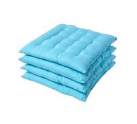 HOMESCAPES Galette de Chaise 40x40 cm, Lot de 4, Coussin de Chaise en Coton, Coloris Bleu Clair