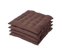 Lot de 4 galette de chaise Capitonnée 40 x 40 cm Chocolat