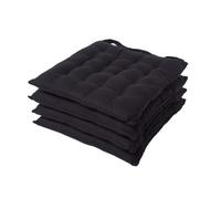 Lot de 4 galette de chaise Capitonnée 40 x 40 cm Noir