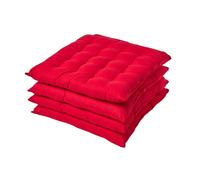 HOMESCAPES Galette de Chaise 40x40 cm, Lot de 4, Coussin de Chaise en Coton, Coloris Rouge