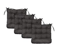 Lot de 4 galettes coussins carrés capitonnés pour chaise - Gris foncé - Linxor