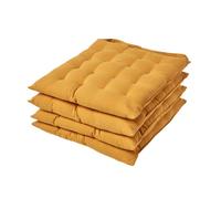 Lot de 4 galettes de chaise Capitonnee Jaune Moutarde 40 x 40 cm