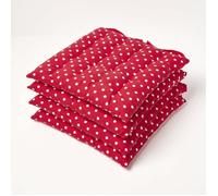 Lot de 4 Galettes de chaise capitonnée Pois rouges 40 x 40 cm