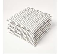 HOMESCAPES Galette de Chaise carrée 40x40 cm, Lot de 4 Coussins de Chaise matelassé en Coton, Rayures Grises