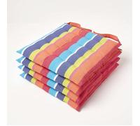 Lot de 4 Galettes de chaise capitonnée Rayures multicolores 40 x 40 cm