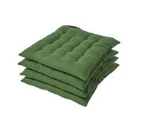 HOMESCAPES Galette de Chaise 40x40 cm, Lot de 4, Coussin de Chaise en Coton, Coloris Vert foncé