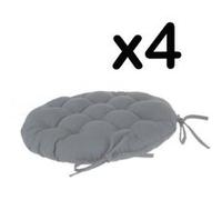 PEGANE Lot de 4 galettes de Chaise Ronde en Coton Coloris Gris - Diamètre 38 cm