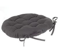 Lot de 4 galettes de chaise ronde en coton coloris gris foncé - Diamètre 38 cm -PEGANE-