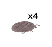 PEGANE Lot de 4 galettes de Chaise Ronde en Coton Coloris Taupe - Diamètre 38 cm
