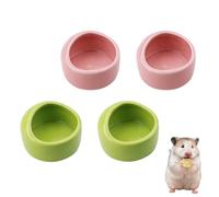 Lot de 4 gamelles en céramique pour hamster, écureuil, hérisson, hamster (rose, vert)