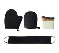 Lot de 4 gants de bronzage et brosse de bronzage, gants applicateurs de lotion, gants d'application foncés, moufles réutilisables en velours phosphorescent, outil hydratant portable et doux, pour le
