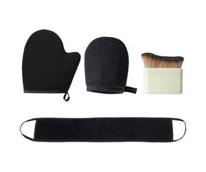 Lot de 4 gants de bronzage et brosse de bronzage, gants applicateurs de lotion, gants d'application foncés, moufles réutilisables en velours phosphorescent, outil hydratant portable et doux, pour le