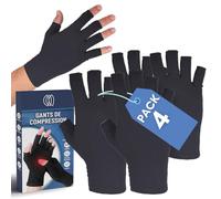 Lot de 4 Gants de Compression pour Arthrose Femme Et Homme - Gants Anti-arthrite Sans Doigts Pour Les Mains - Réduit L’inflammation - Idéal Pour Le Travail Et Le Gaming (S)