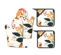 Lot de 4 gants de cuisine antidérapants en silicone pour cuisine, pâtisserie, grillades et feuilles florales