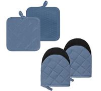 Lot de 4 Gants de Cuisine et maniques en Silicone résistants à la Chaleur jusqu'à 500 degrés - Résistants à la Chaleur - pour Barbecue, Micro-Ondes, lavables en Machine