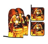 Lot de 4 gants de cuisine et maniques résistants à la chaleur pour barbecue et barbecue