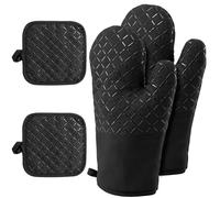 Lot de 4 Gants de Cuisine et Tapis résistants à la Chaleur, résistants aux Hautes températures, antidérapants, résistants à la Chaleur jusqu'à 250 °C, adaptés pour la Cuisine, la pâtisserie et Les