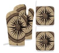 Lot de 4 gants de cuisine résistants à la chaleur et gants de cuisine avec boucle de suspension pour cuisiner et barbecue, cadeau idéal pour cuisiniers boulangers