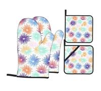 Lot de 4 gants de cuisson de cuisine WHJSSF colorés motif imprimé épais pratique anti-brûlure isolation thermique pour la cuisine