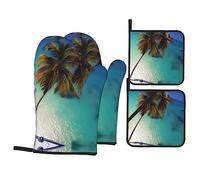 Lot de 4 gants de protection pour casseroles de plage, noix de coco, peuvent résister à des températures élevées de 260 °C, pour barbecue, fête, four de cuisine