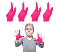 Lot de 4 gants de protection pour le pouce - Gants de compression respirants à mâcher - Pour enfants - Arrêtent de sucer les pouces (rose, 2 doigts)