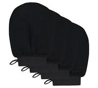 Lot de 4 gants exfoliants noirs pour exfolier le corps profond, gants exfoliants, gants exfoliants pour les peaux mortes, gants de douche exfoliants pour femmes et hommes, incarnés