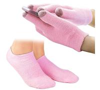 Lot de 4 gants hydratants pour écran tactile, chaussettes et gants thérapeutiques hydratants pour spa, adoucissent la réparation sèche et craquelée, soins de la peau des mains et des pieds, efficaces