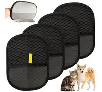 Lot de 4 gants magnétiques en fourrure double face - Sans doigts - Réutilisables - Pour le toilettage de la fourrure de chat - Pour fourrure lisse et saine - Pour vêtements, canapés (4)