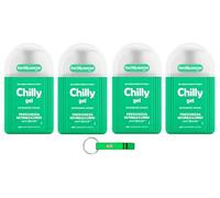 Lot de 4 gels nettoyants intimes Chilly - Fraîcheur naturelle longue durée - Avec menthol naturel - 200 ml + porte-clés Beni Culinari