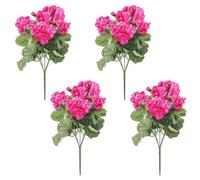 Lot de 4 Géraniums Artificiels en Soie de 35 Cm, Plantes de Buisson de Géranium Artificiel, Résistant aux UV, Faux Géraniums pour Jardinières Extérieures, Faux Géraniums pour (E)
