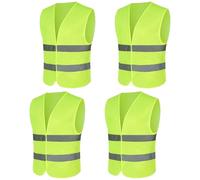 Lot de 4 Gilet Jaune Voiture Haute Visibilité | Gilet Reflechissant pour Voiture, Construction | Gilet Fluo avec de Bandes Réfléchissantes | Vert Fluorescent