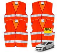 Lot de 4 gilets de sécurité haute visibilité pour voitures ISO20471 orange 2026 - gilets de sécurité lumineux et réfléchissants pour voitures et camions - accessoires auto pour urgences et pannes
