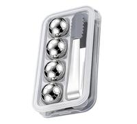 Lot de 4 glaçons réutilisables en métal avec sphères à refroidissement rapide, pierre à whisky en acier inoxydable, forme ronde de style football, pour whisky, vin, soda, bar, fête, cadeau