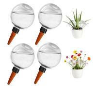 Lot de 4 globes à arrosage automatique pour plantes d'intérieur - 500 ml - Grandes ampoules d'eau - Système d'arrosage automatique des plantes - Terre cuite à libération lente - Piquets à pointes pour