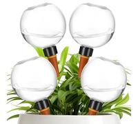 Lot de 4 globes d'arrosage automatique en forme de boule de 500 ml, pic d'arrosage en verre, appareil étranger portable, goutteur d'eau pour intérieur ou extérieur, balcon, dortoir