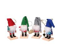 Lot de 4 Gnomes Mixtes pour décoration d'arbre et de Table de 12 cm de Haut