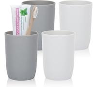 Lot De 4 Gobelets À Dents Empilables En Plastique De 280 Ml, Parfaits Pour La Salle De Bain, La Cuisine, Le Pique-Nique Et Les Voyages - Gris Et Blanc[Rac62406533]