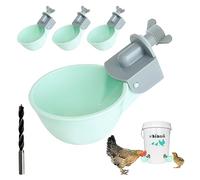 Lot de 4 gobelets à eau pour poulet, abreuvoir automatique pour poulet, système anti-fuite, peut contenir 50 % d'eau en plus, convient pour poussins, poulets, canards, cailles, dinde