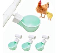 Lot de 4 gobelets à eau pour poulet avec raccords en T en PVC pour tuyau de 1,27 cm, système d'arrosage automatique du poulet, anti-fuite, peut contenir 50 % d'eau en plus, convient pour poussins