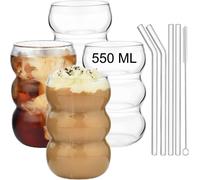 Lot de 4 Gobelets en Verre Créatif avec Pailles Vendos85
