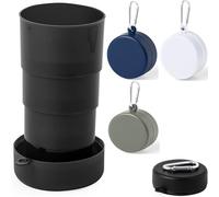 Lot de 4 gobelets pliables, certifiés Food Grade, en polypropylène recyclé sans BPA, contenance 220 ml, mousqueton pour fixation au sac à dos, camping, plein air, trekking