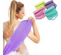 Lot de 4 Gommages Exfoliants Pour le dos Avec Poignées en Longueur étendue - Sangle de Traction Extensible - Gant de Toilette Exfoliant Pour le corps - Nettoyage en Profondeur