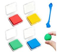 Lot de 4 Gommes à Modeler Couleurs (Rouge, Jaune, Vert, Bleu), Gomme Pétrissable Souple pour Croquis Dessin Écriture, avec Boîte de Rangement Transparente